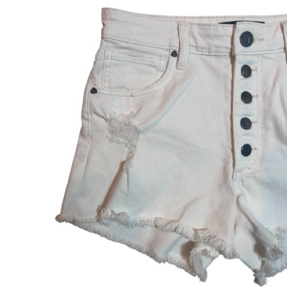 Kut From The Kloth Jane High Rise Short Size 0 Off White/Cream Ivory Distressed - Picture 4 of 11